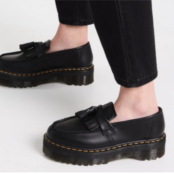 DR. MARTENS ADRIAN QUAD LEATHER PLATFORM TASSLE LOAFERS Size 7 NWT - Picture 6 of 10